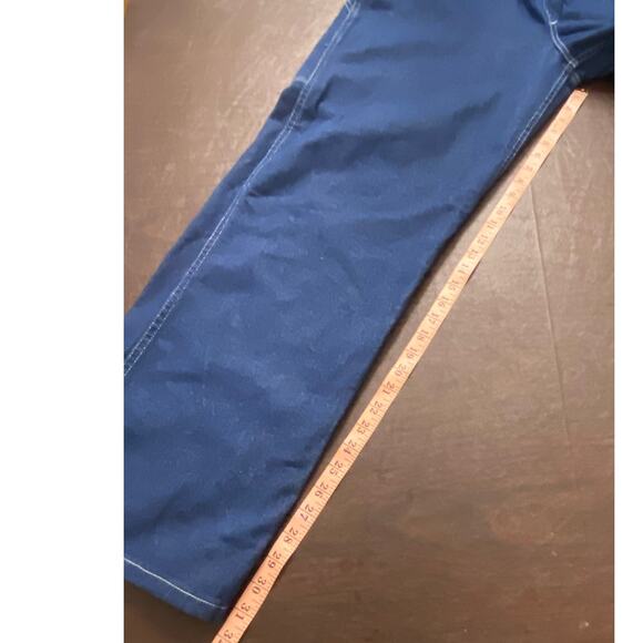 Dickies Denim Bib Overalls L Regular Blue Workwear Carpenter Pockets Heavy Duty - Picture 7 of 8